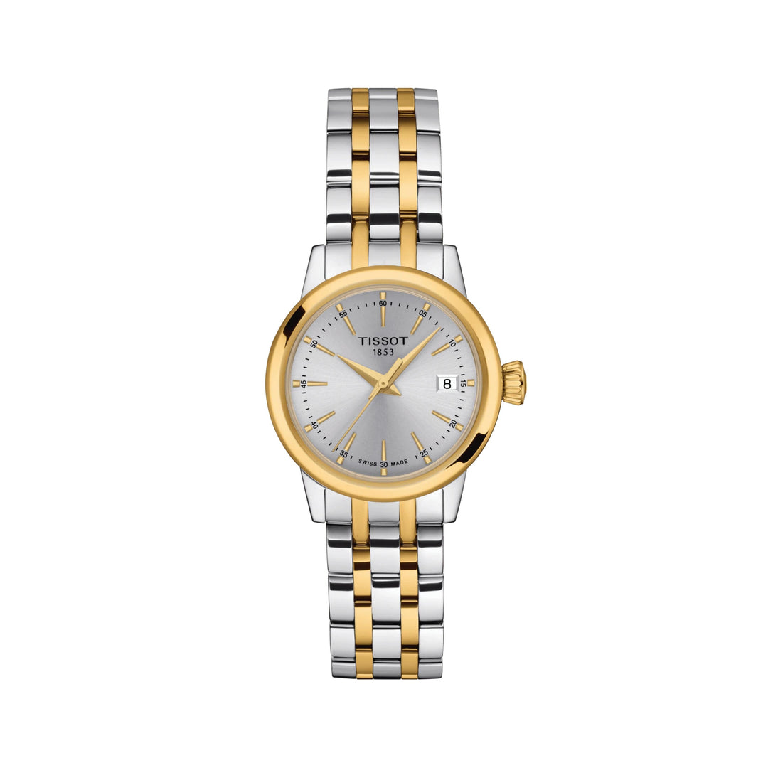 Montre Tissot Classic Dream Lady quartz en acier inoxydable bi-ton revêtement PVD or jaune 28 mm T129.210.22.031.00
