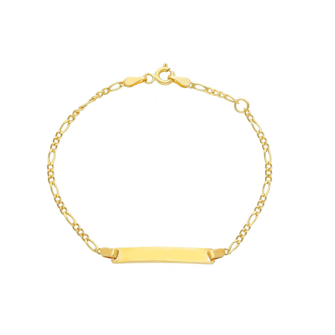 Bracelet bébé identité en or jaune 18K style figaro de 4 mm