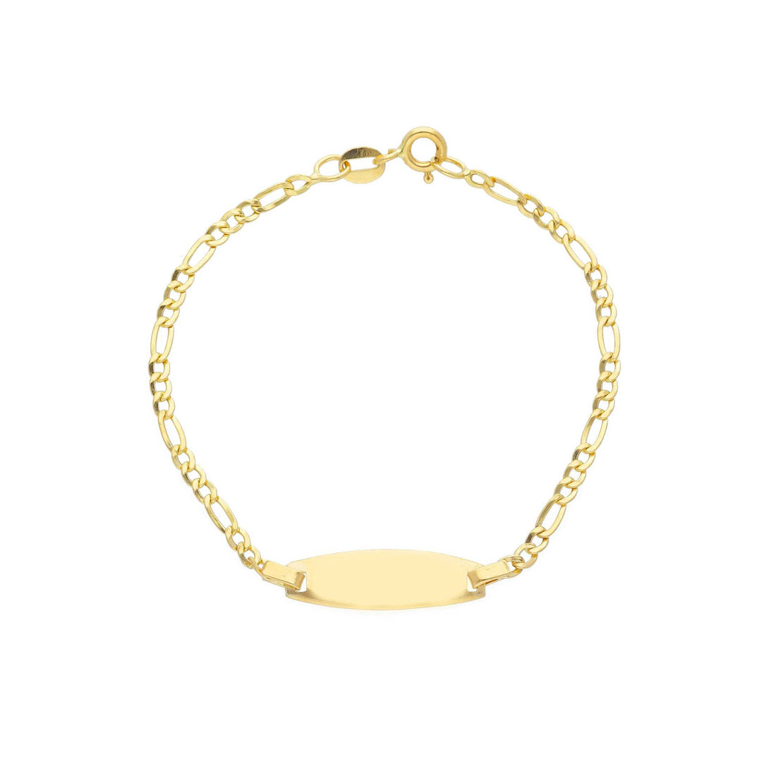 18K yellow gold baby ID bracelet, 6 mm Figaro style