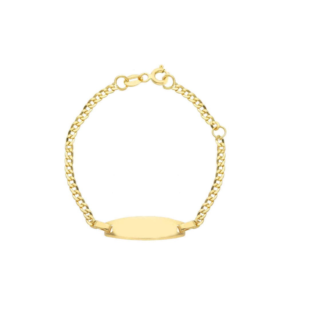 18K yellow gold baby ID bracelet in a 6 mm curb-chain style