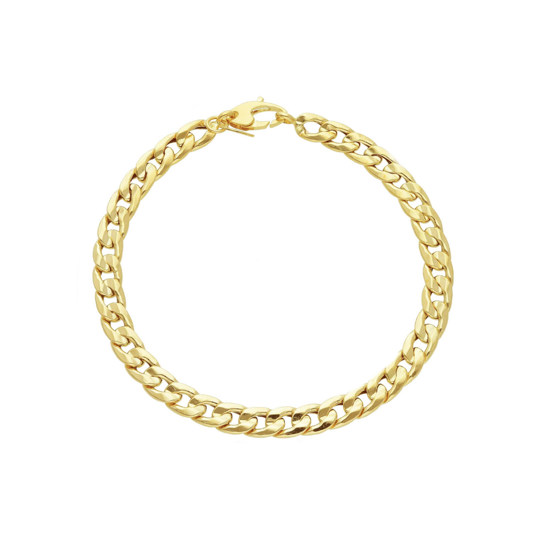 18K Yellow Gold 5.5 mm Curb Chain Style Bracelet