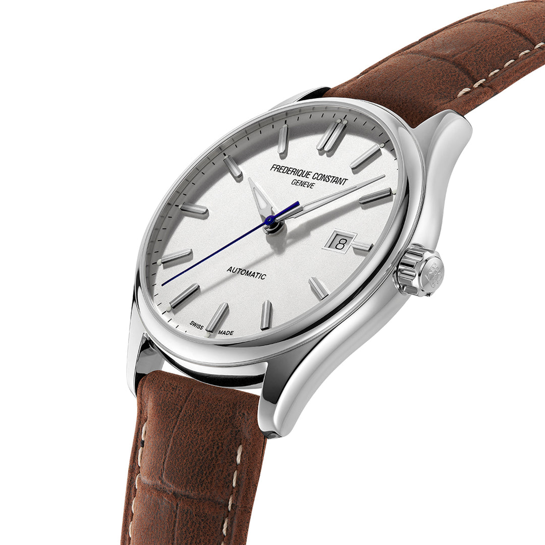 Frederique Constant Classics Index Automatic watch in stainless steel with leather strap, 40 mm, FC-303NS5B6