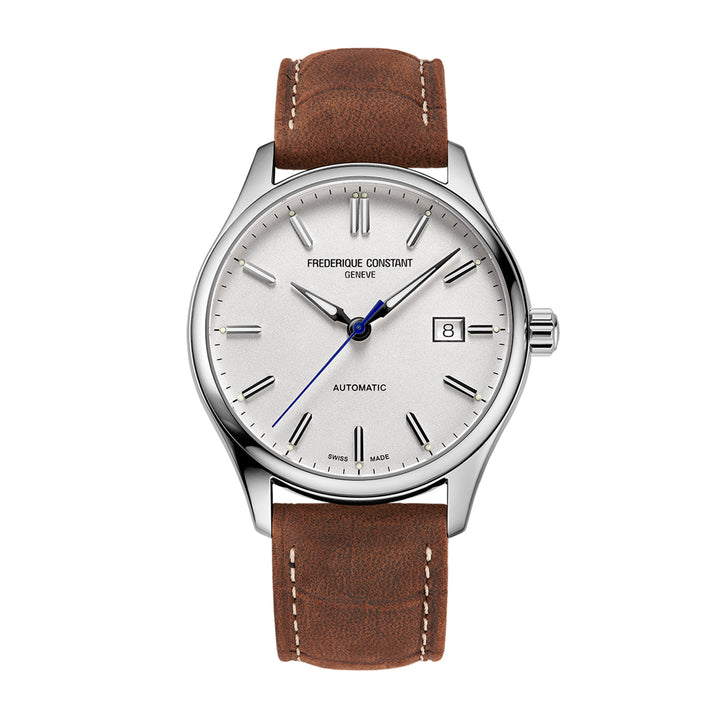 Frederique Constant Classics Index Automatic watch in stainless steel with leather strap, 40 mm, FC-303NS5B6