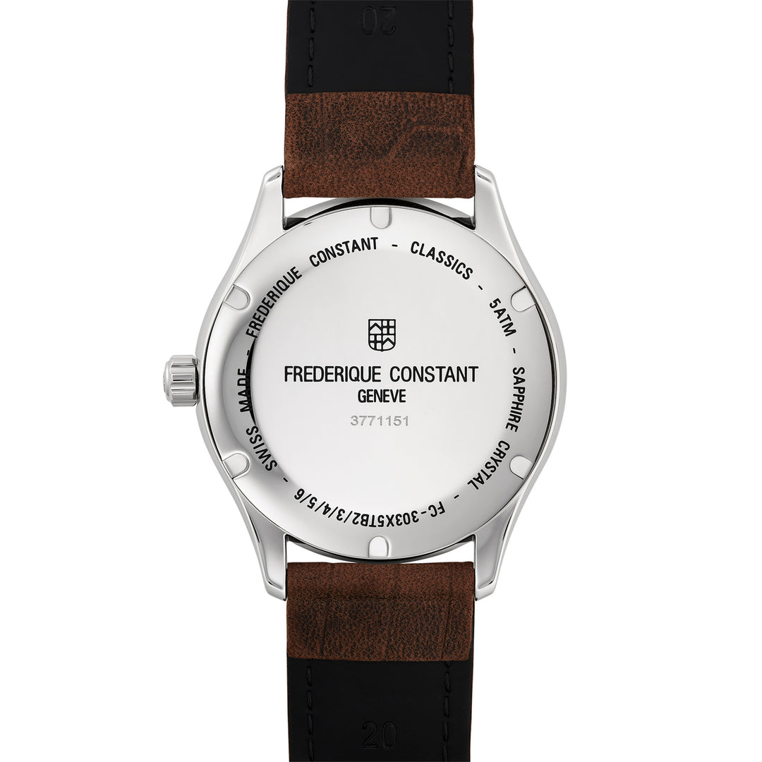 Frederique Constant Classics Index Automatic watch in stainless steel with leather strap, 40 mm, FC-303NS5B6