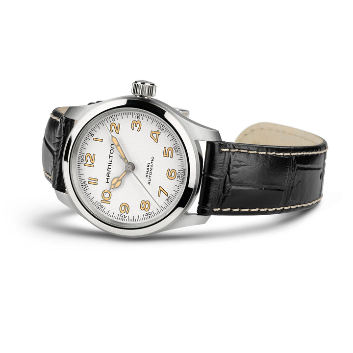Hamilton Khaki Field Murph automatic stainless steel watch with leather strap, 38 mm, H70405710