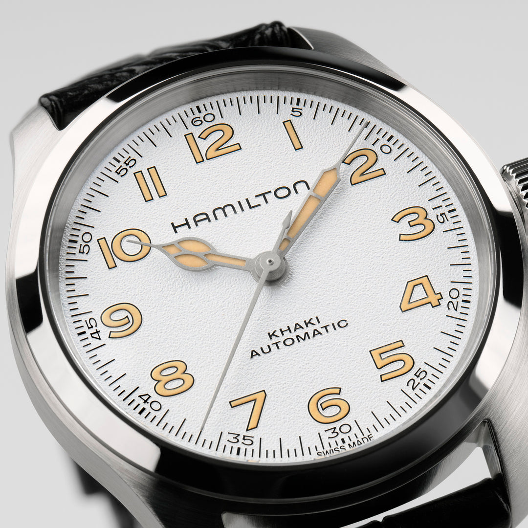 Hamilton Khaki Field Murph automatic stainless steel watch with leather strap, 38 mm, H70405710