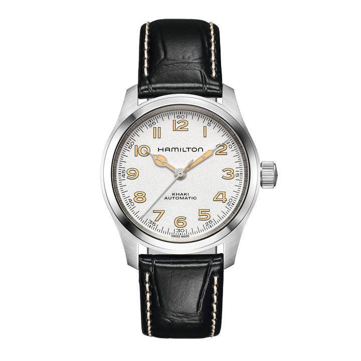 Hamilton Khaki Field Murph automatic stainless steel watch with leather strap, 38 mm, H70405710