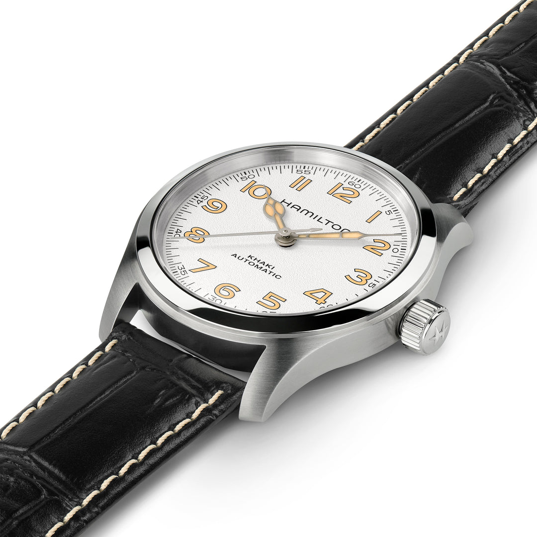 Hamilton Khaki Field Murph automatic stainless steel watch with leather strap, 38 mm, H70405710