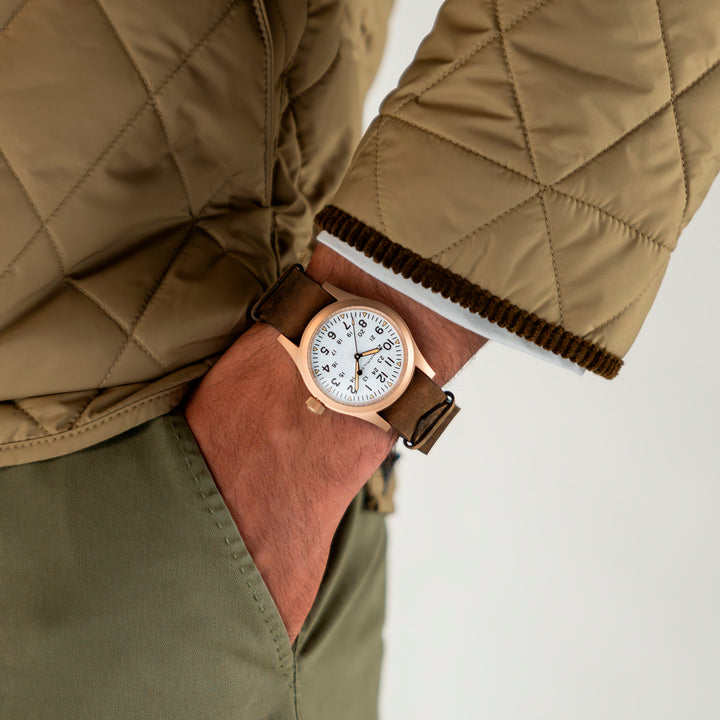 Montre Hamilton Khaki Field Mechanical Bronze à remontage manuel en bronze bracelet cuir 38 mm H69459510