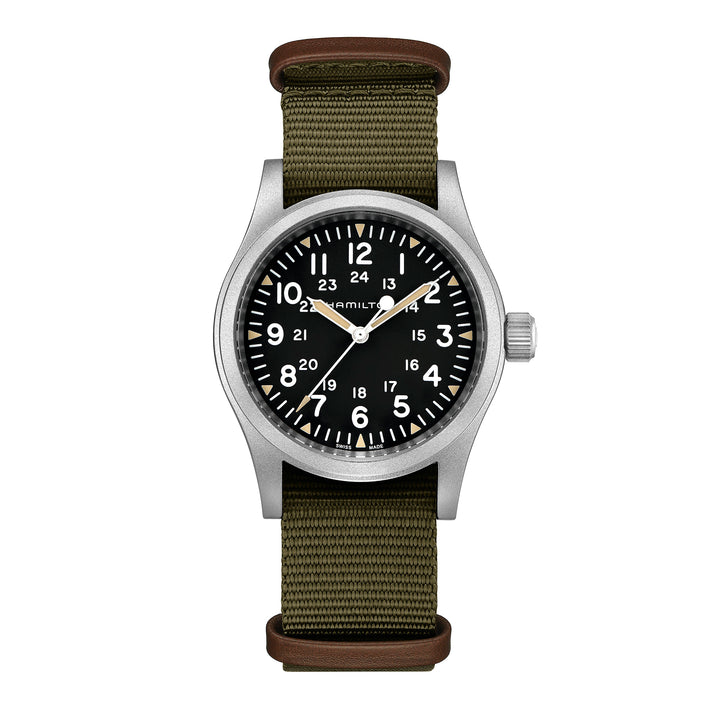 Montre Hamilton Khaki Field Mechanical à remontage manuel en acier inoxydable bracelet tissu 38 mm H69439931