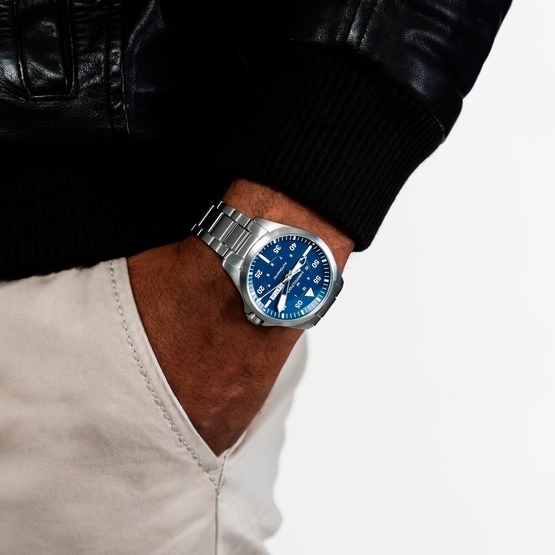 Hamilton Khaki Aviation Pilot Day Date Auto Stainless Steel 42 mm Watch H64635140
