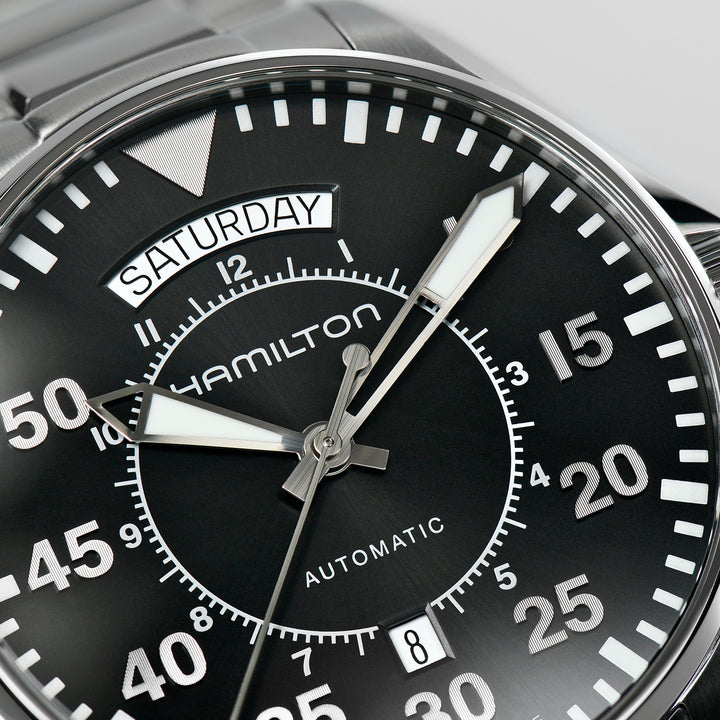 Hamilton Khaki Aviation Pilot Day Date Auto Stainless Steel 42 mm Watch H64615135