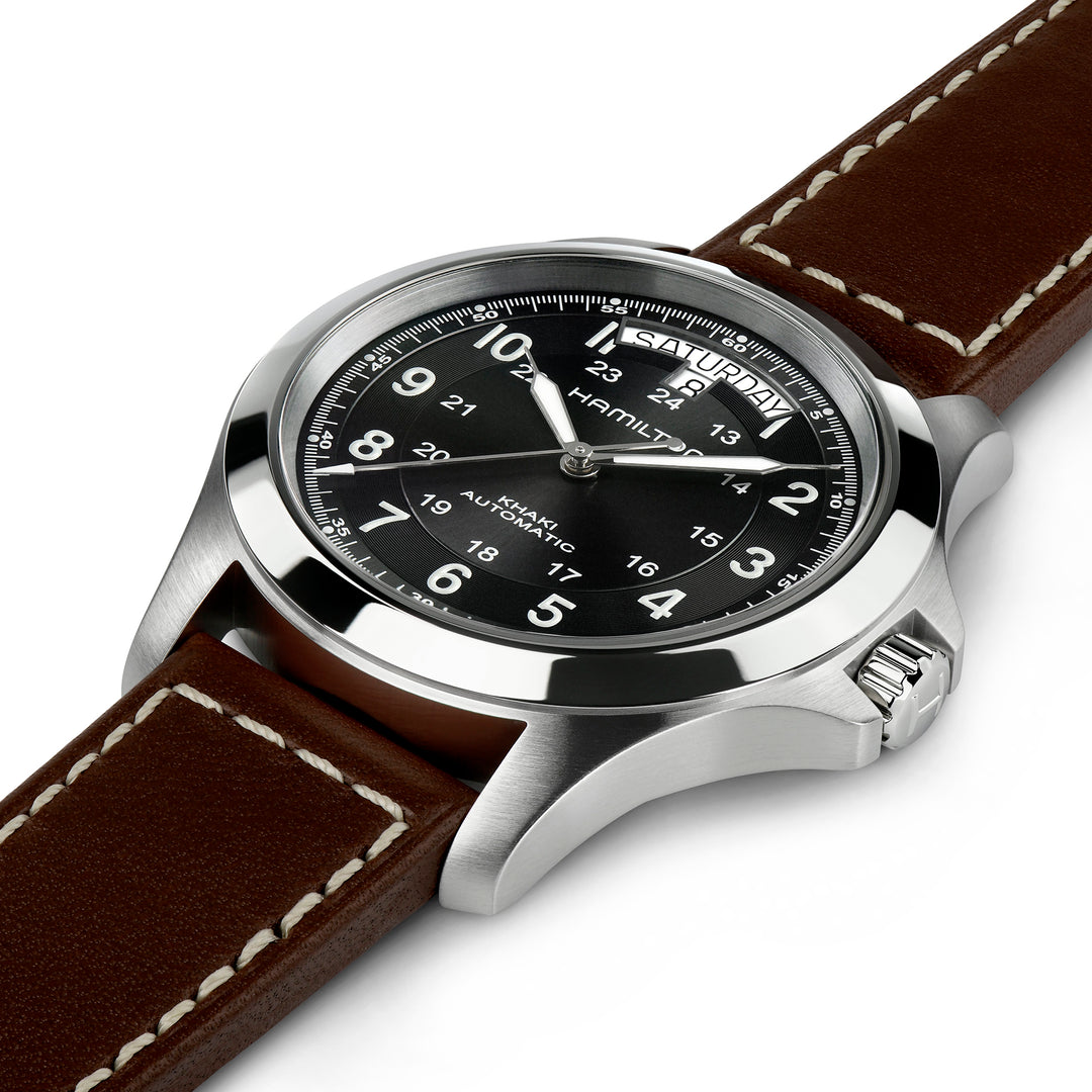 Hamilton Khaki Field Auto watch in stainless steel with leather strap 40 mm H64455533