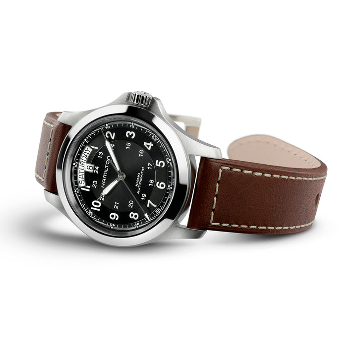 Hamilton Khaki Field Auto watch in stainless steel with leather strap 40 mm H64455533