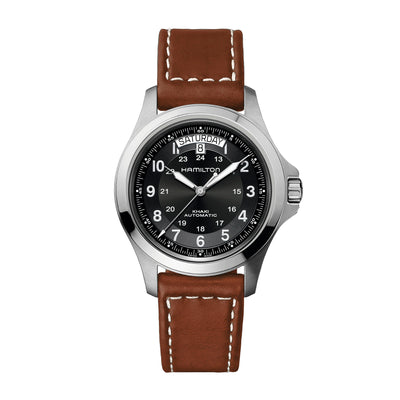 Montre Hamilton Khaki Field Auto en acier inoxydable bracelet cuir 40 mm H64455533