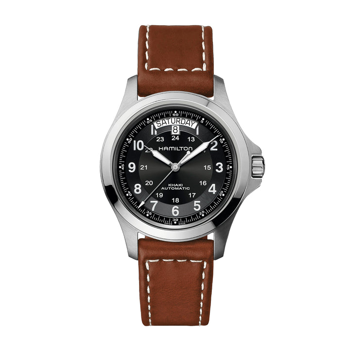 Hamilton Khaki Field Auto watch in stainless steel with leather strap 40 mm H64455533