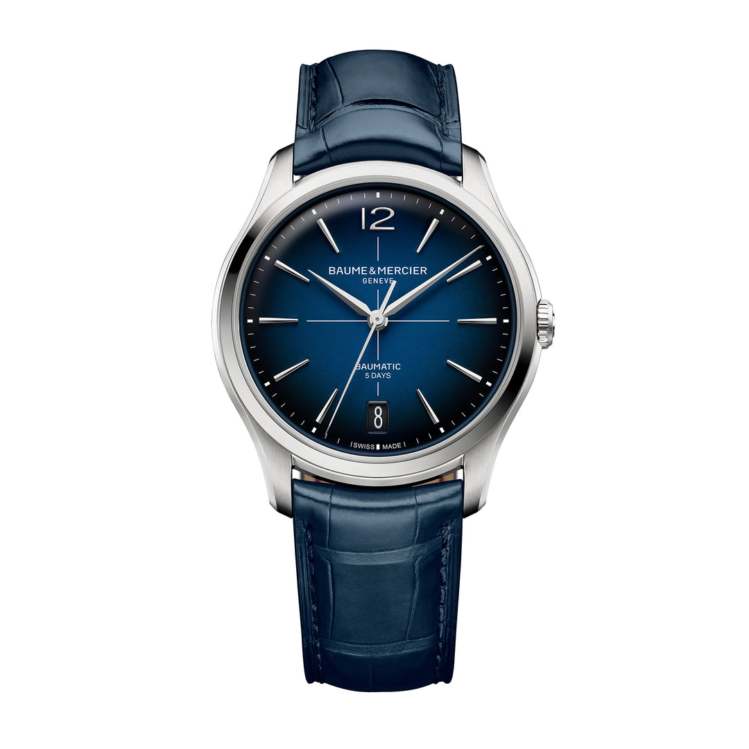 Montre Baume & Mercier Clifton Baumatic 10771 automatique en acier inoxydable bracelet cuir 39 mm M0A10771