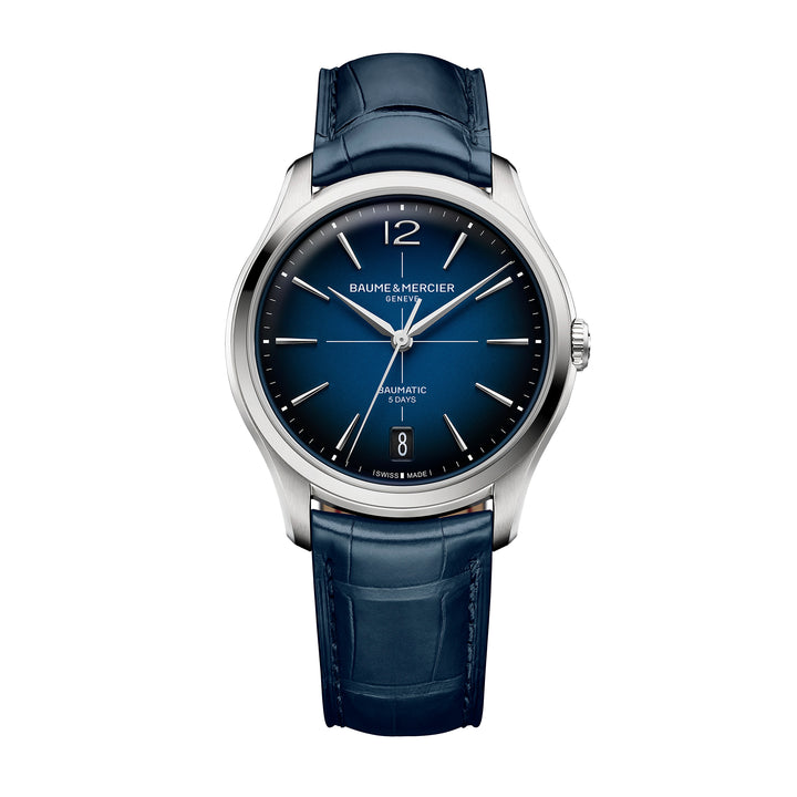 Montre Baume & Mercier Clifton Baumatic 10771 automatique en acier inoxydable bracelet cuir 39 mm M0A10771