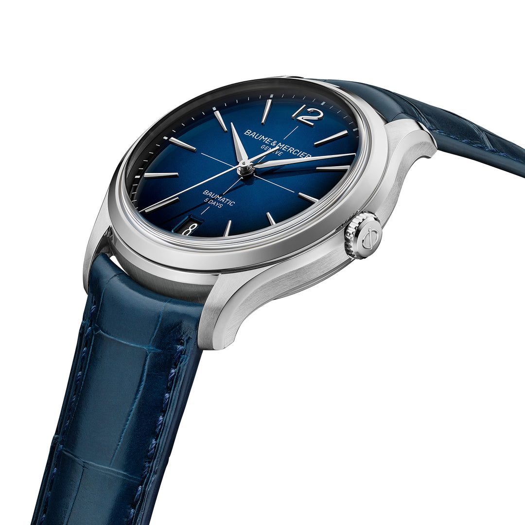 Montre Baume & Mercier Clifton Baumatic 10771 automatique en acier inoxydable bracelet cuir 39 mm M0A10771
