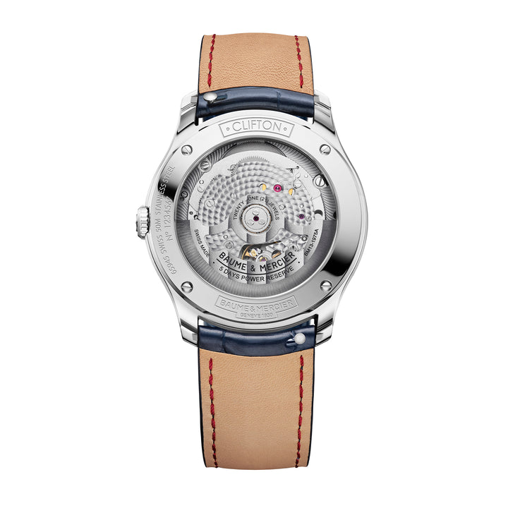 Montre Baume & Mercier Clifton Baumatic 10771 automatique en acier inoxydable bracelet cuir 39 mm M0A10771