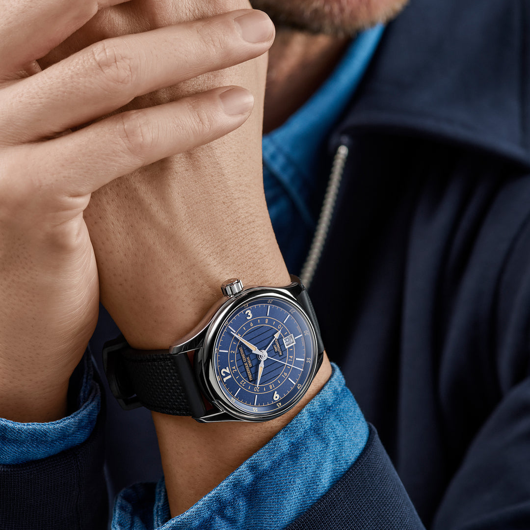 Montre Frederique Constant Classics Runabout automatique en acier inoxydable bracelet caoutchouc 42 mm FC-350RN5B6