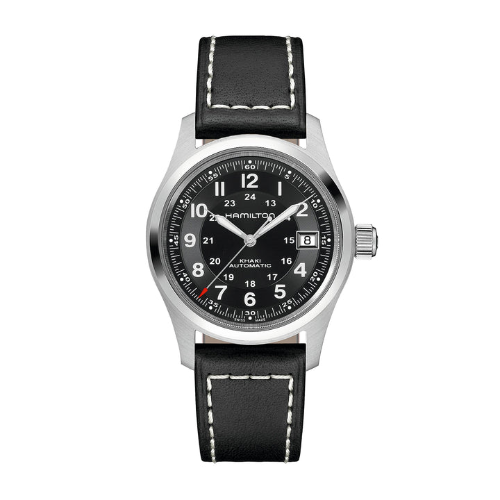 Montre Hamilton Khaki Field Auto en acier inoxydable bracelet cuir 38 mm H70455733