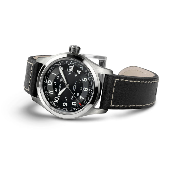 Montre Hamilton Khaki Field Auto en acier inoxydable bracelet cuir 38 mm H70455733