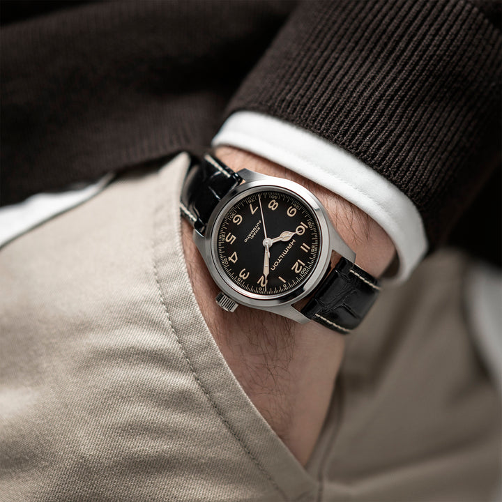 Montre Hamilton Khaki Field Murph automatique en acier inoxydable bracelet cuir 38 mm H70405730