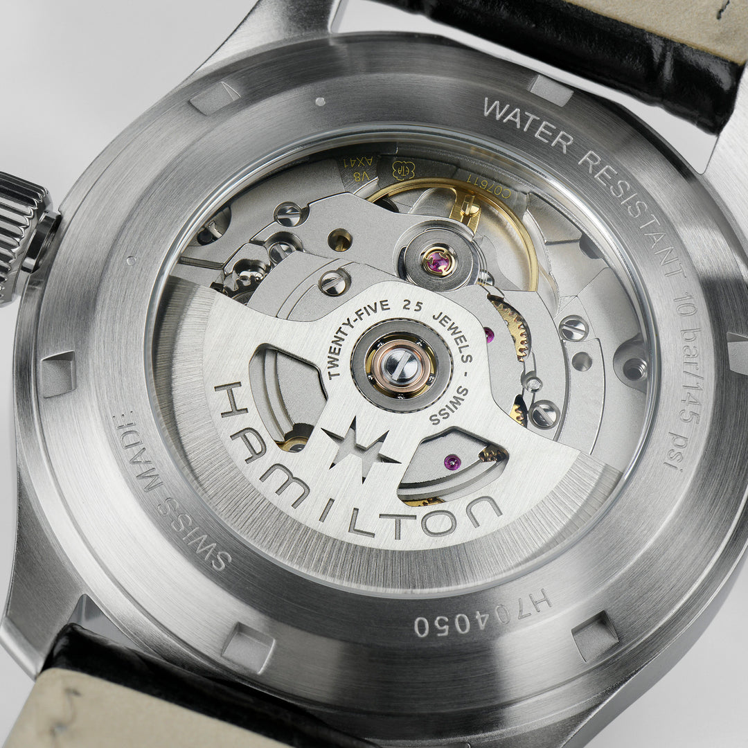 Montre Hamilton Khaki Field Murph automatique en acier inoxydable bracelet cuir 38 mm H70405730