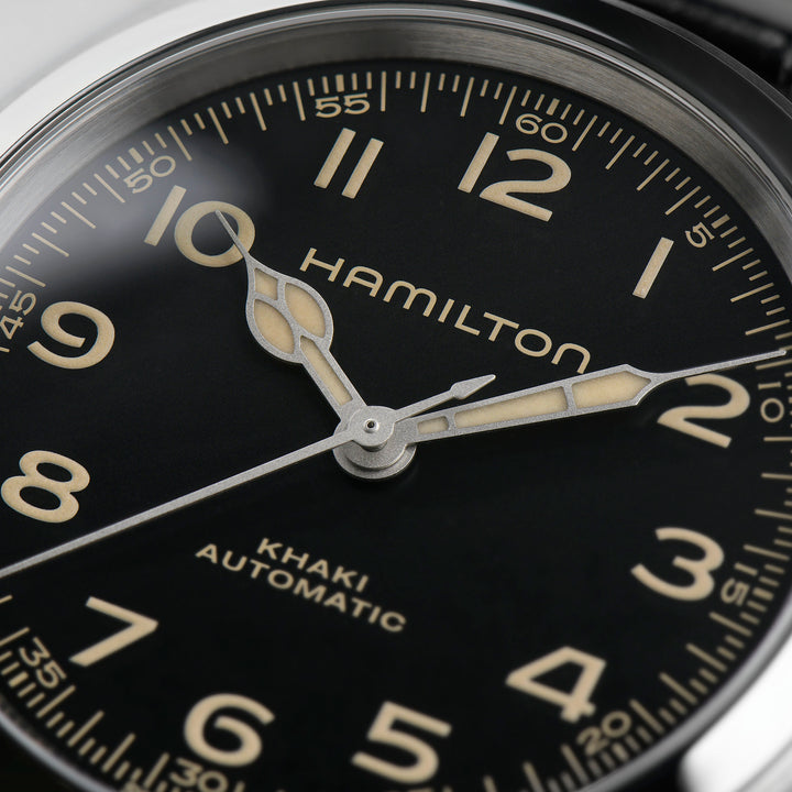 Montre Hamilton Khaki Field Murph automatique en acier inoxydable bracelet cuir 38 mm H70405730