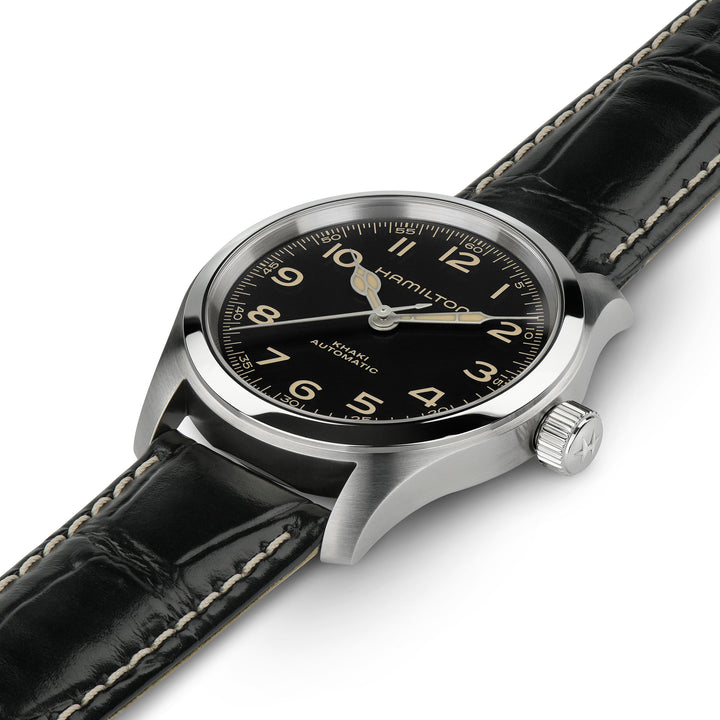 Montre Hamilton Khaki Field Murph automatique en acier inoxydable bracelet cuir 38 mm H70405730