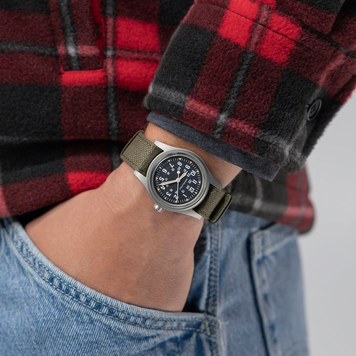 Montre Hamilton Khaki Field mécanique en acier inoxydable bracelet tissu 36mm H69399930