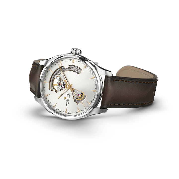 Montre Hamilton Jazzmaster Open Heart Automatic en acier inoxydable bracelet cuir 40 mm H32675551