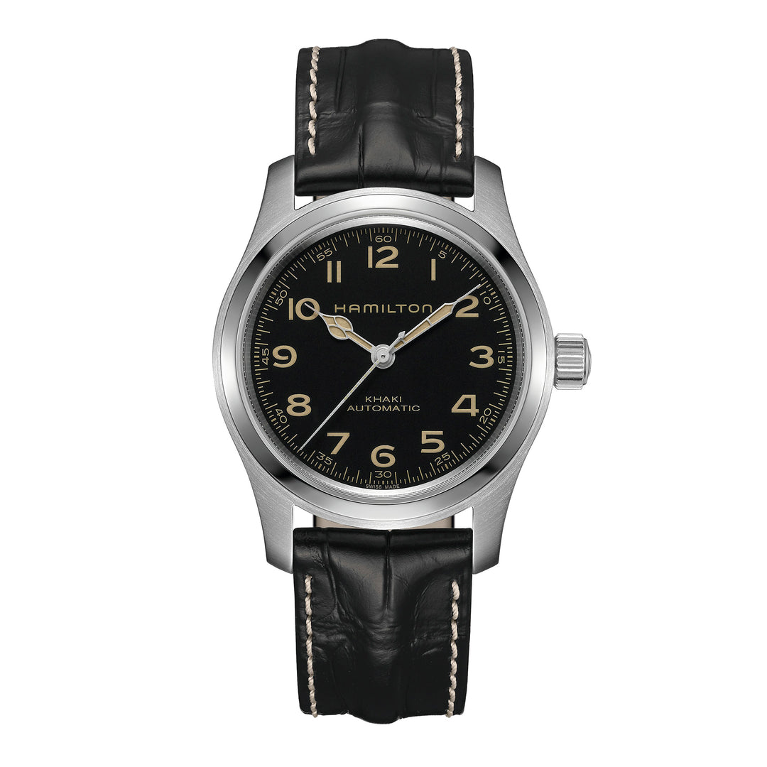 Hamilton Khaki Field Murph automatic stainless steel watch with leather strap, 42 mm, H70605732