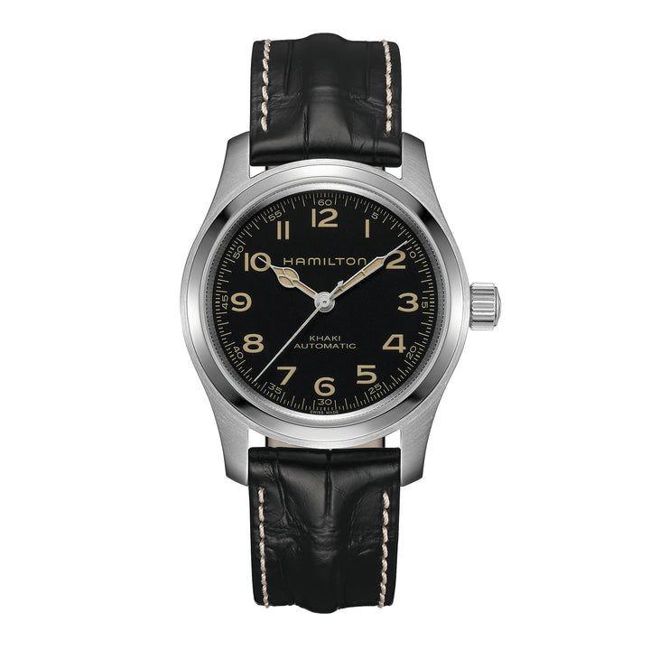 Hamilton Khaki Field Murph automatic stainless steel watch with leather strap, 42 mm, H70605732