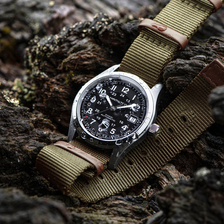 Hamilton Khaki Field Auto Call of Duty automatic stainless steel watch with fabric strap, 38 mm, H70475930