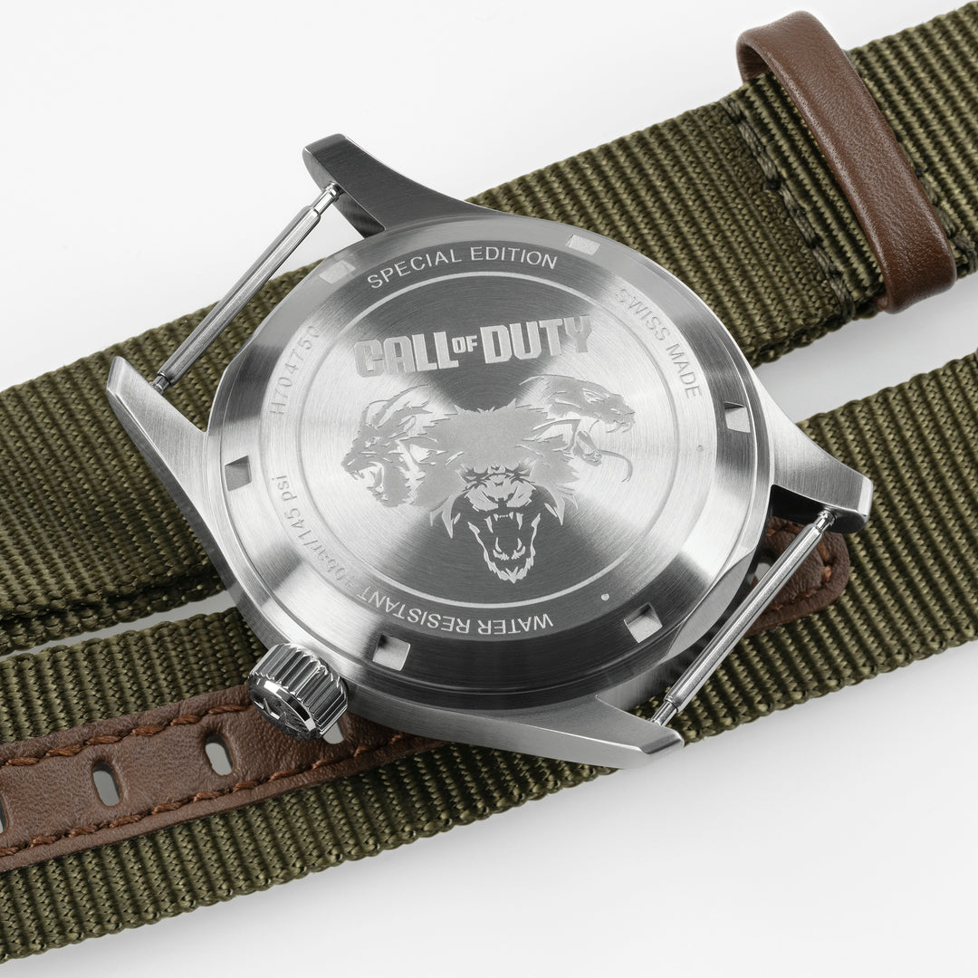 Hamilton Khaki Field Auto Call of Duty automatic stainless steel watch with fabric strap, 38 mm, H70475930