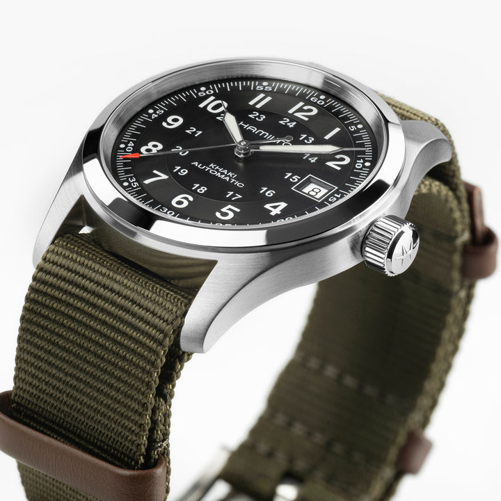 Hamilton Khaki Field Auto Call of Duty automatic stainless steel watch with fabric strap, 38 mm, H70475930