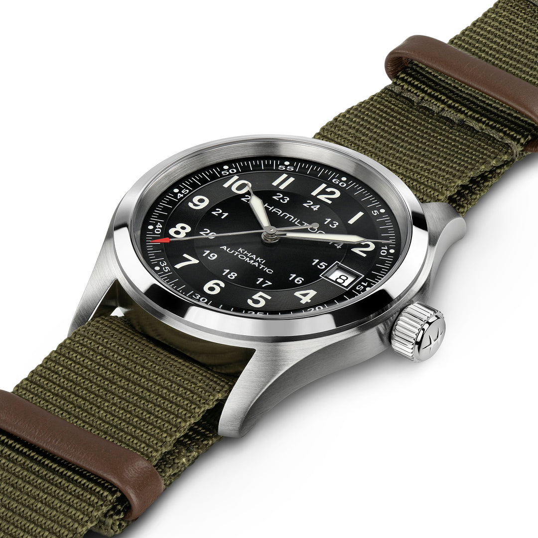 Hamilton Khaki Field Auto Call of Duty automatic stainless steel watch with fabric strap, 38 mm, H70475930