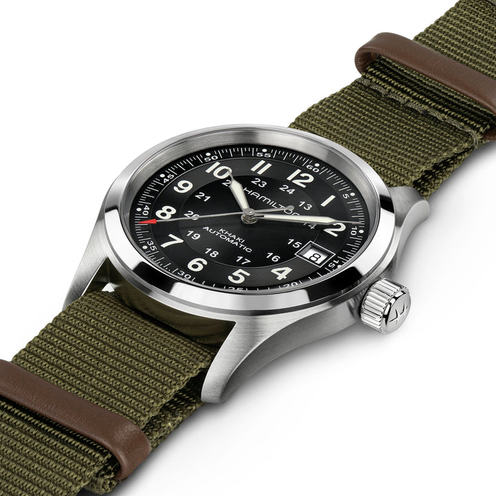 Hamilton Khaki Field Auto Call of Duty automatic stainless steel watch with fabric strap, 38 mm, H70475930