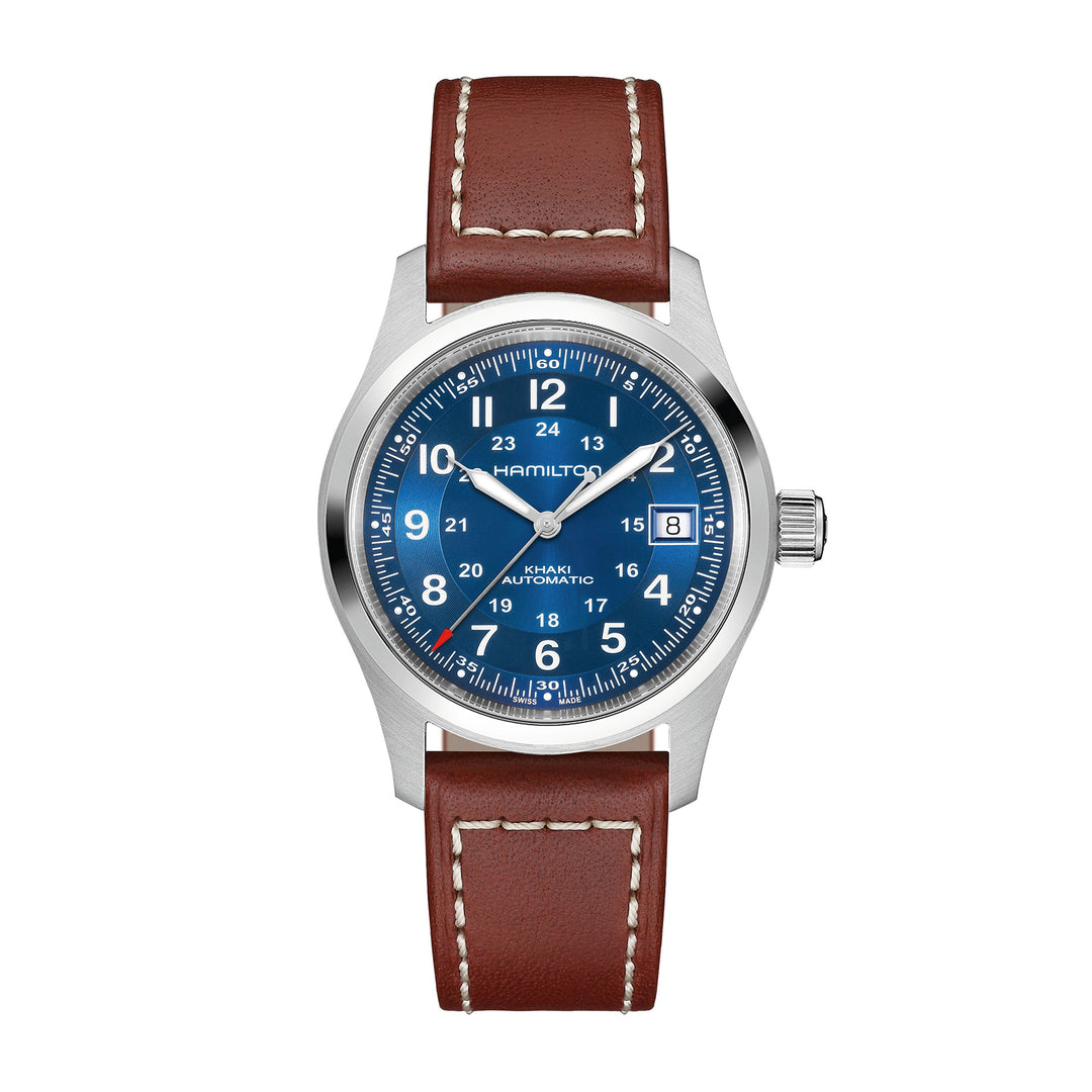 Hamilton Khaki Field Automatic Stainless Steel Watch with Leather Strap 38 mm H70455540
