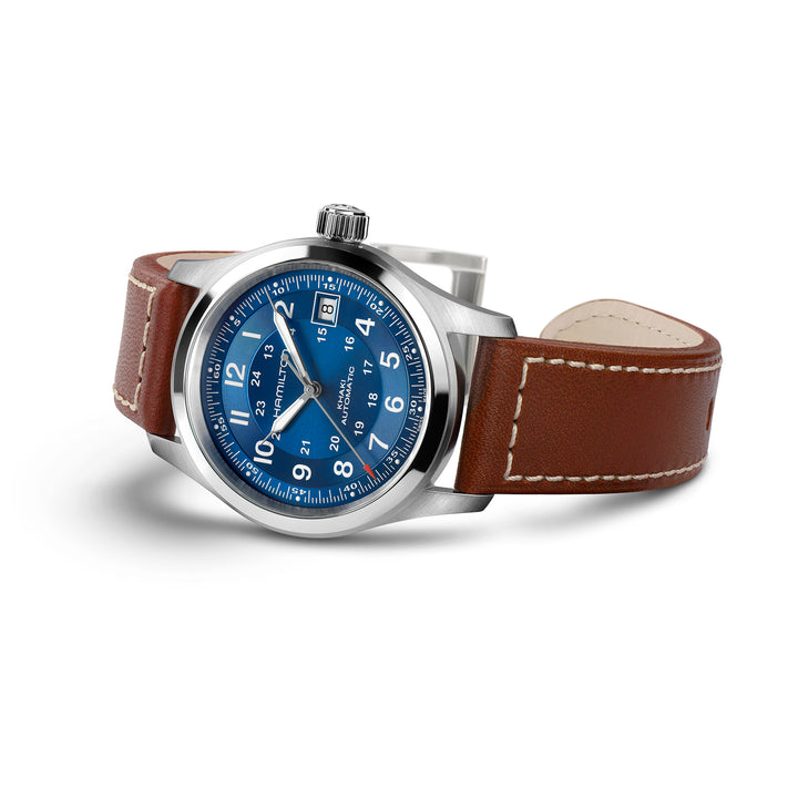 Hamilton Khaki Field Automatic Stainless Steel Watch with Leather Strap 38 mm H70455540