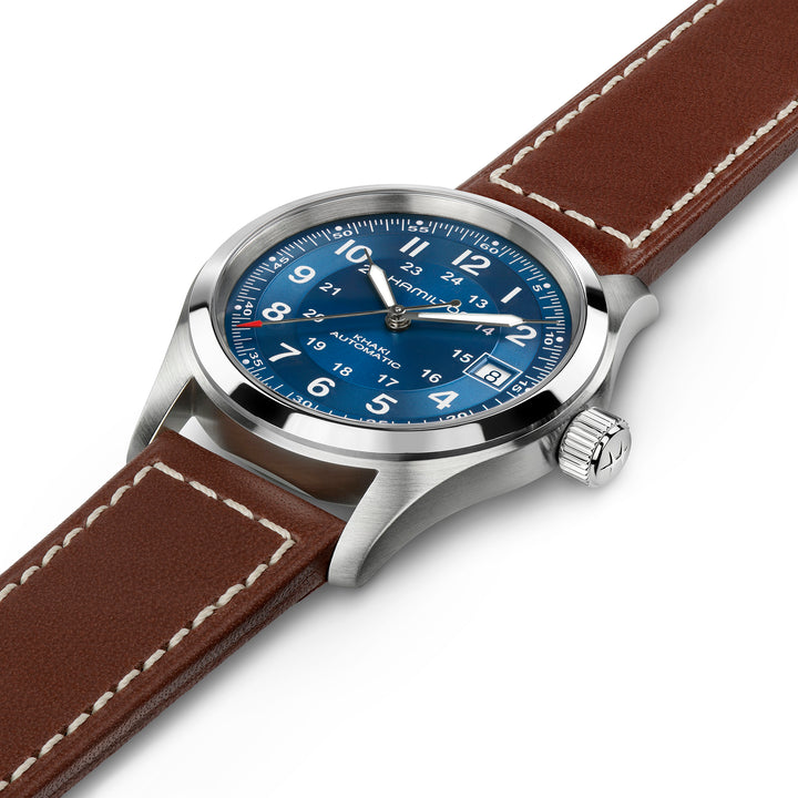Hamilton Khaki Field Automatic Stainless Steel Watch with Leather Strap 38 mm H70455540