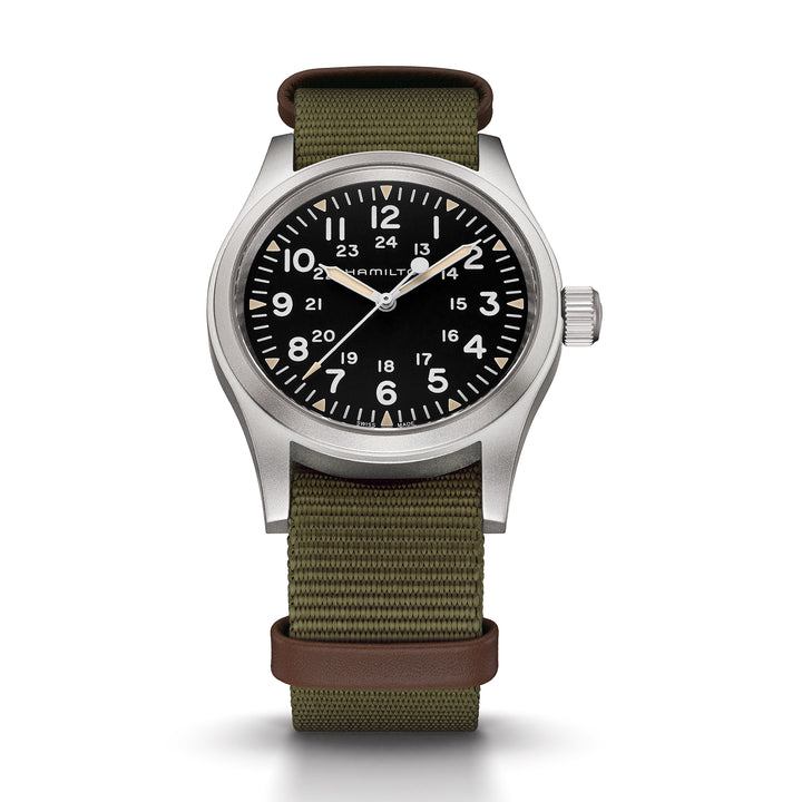 Montre Hamilton Khaki Field Mechanical à remontage manuel en acier inoxydable bracelet tissu 38 mm H69439931