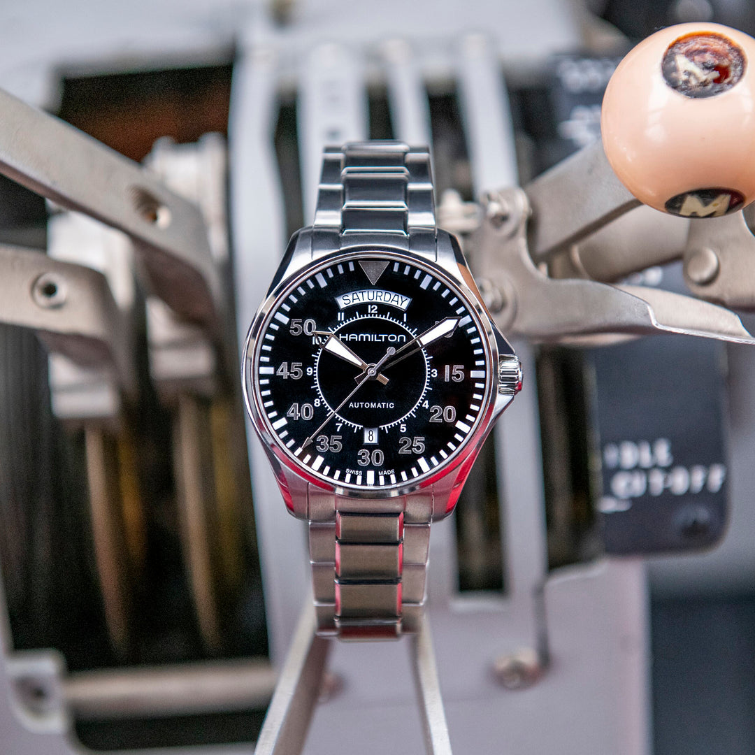 Montre Hamilton Khaki Aviation Pilot Day Date Auto automatique en acier inoxydable 42 mm H64615135