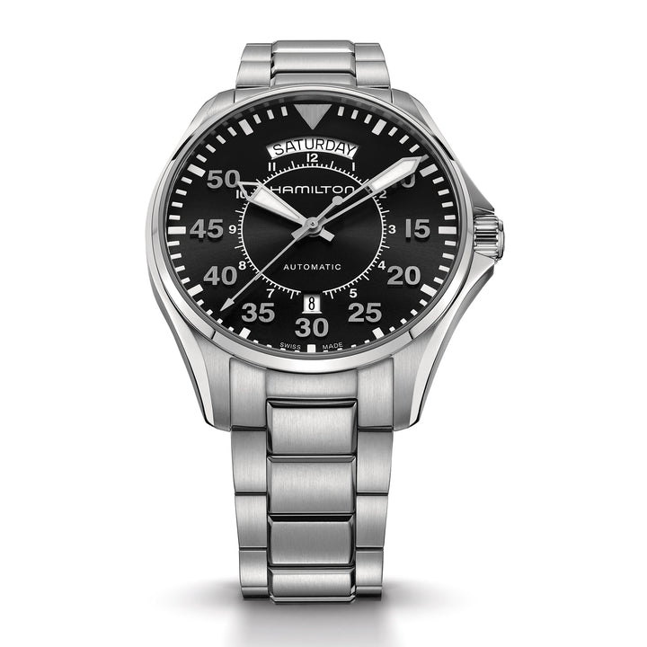 Montre Hamilton Khaki Aviation Pilot Day Date Auto automatique en acier inoxydable 42 mm H64615135