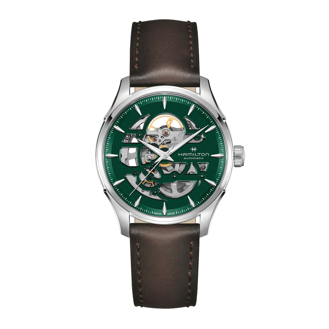Montre Hamilton Jazzmaster Skeleton Auto automatique en acier inoxydable bracelet cuir 40 mm H42535560