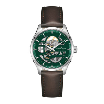 Montre Hamilton Jazzmaster Skeleton Auto automatique en acier inoxydable bracelet cuir 40 mm H42535560