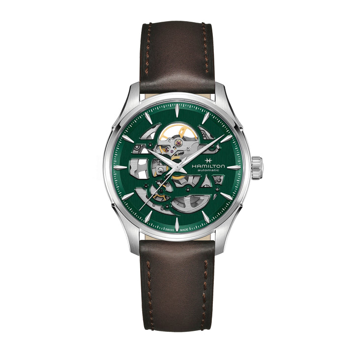 Montre Hamilton Jazzmaster Skeleton Auto automatique en acier inoxydable bracelet cuir 40 mm H42535560