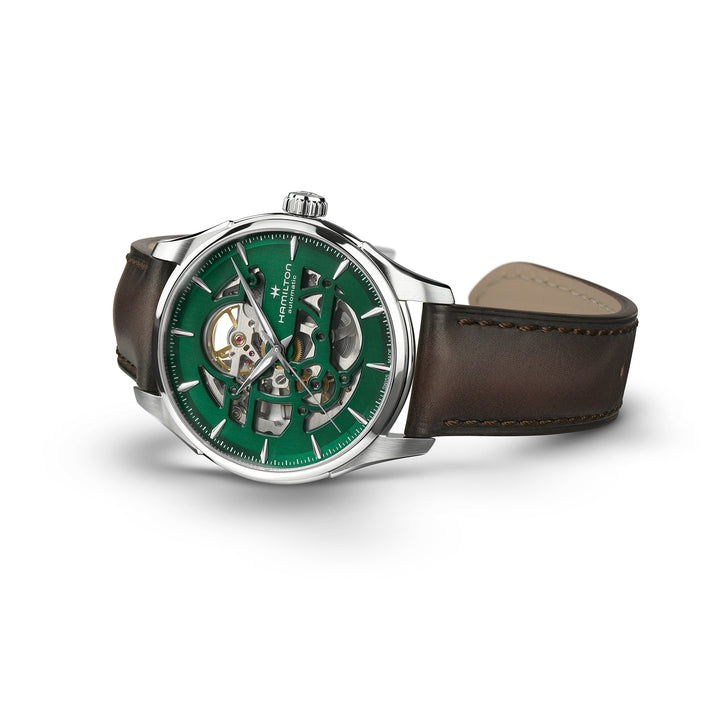 Montre Hamilton Jazzmaster Skeleton Auto automatique en acier inoxydable bracelet cuir 40 mm H42535560